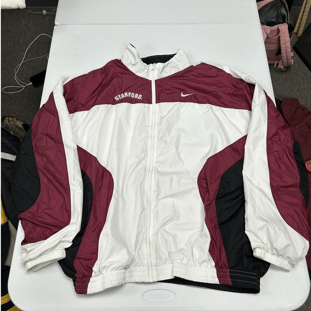 90s Nike Stanford track Windbreaker Jacket Mens XL Full Zip Embroidered F2
